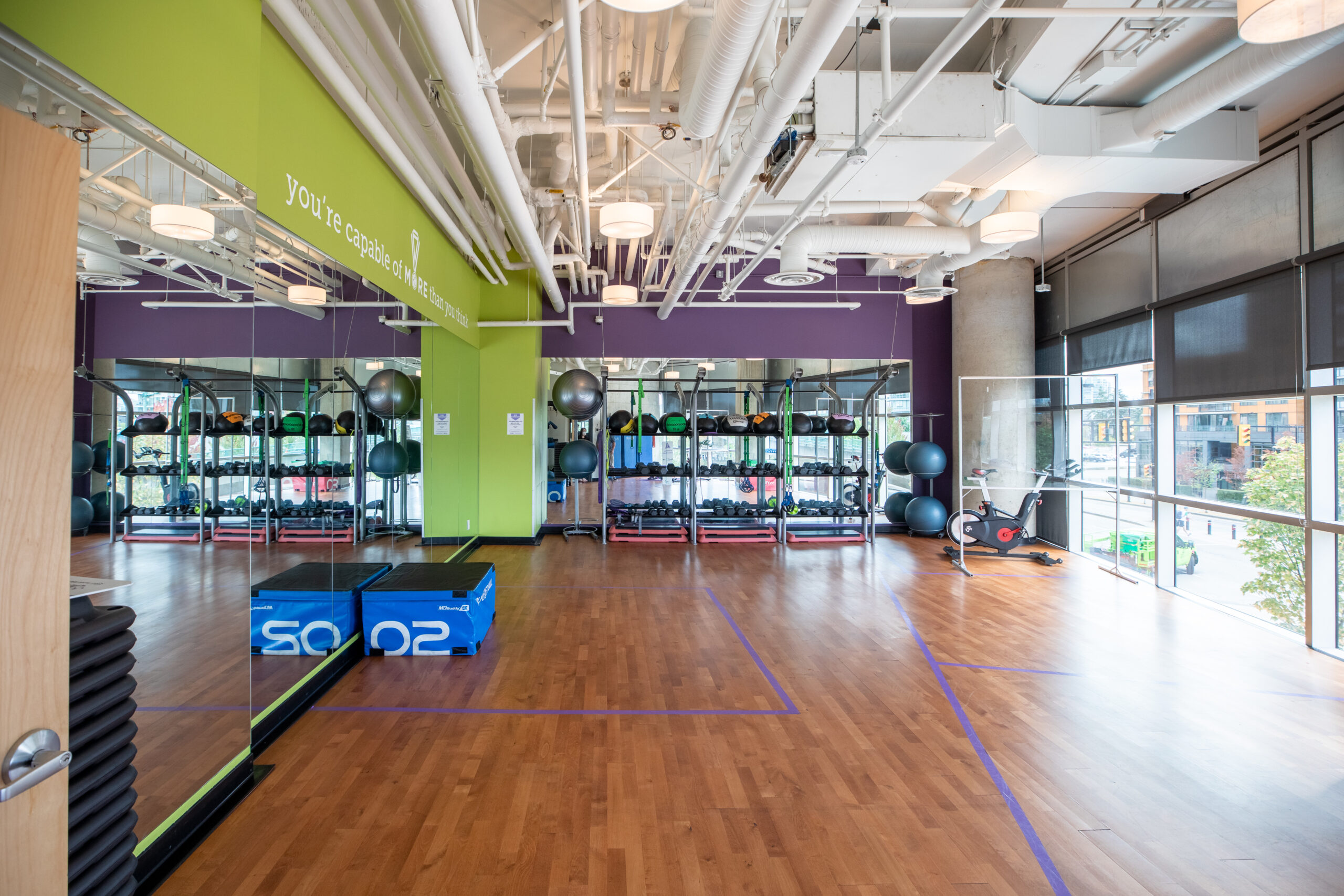 Anytime Fitness False Creek interior fit-out, Vancouver BC